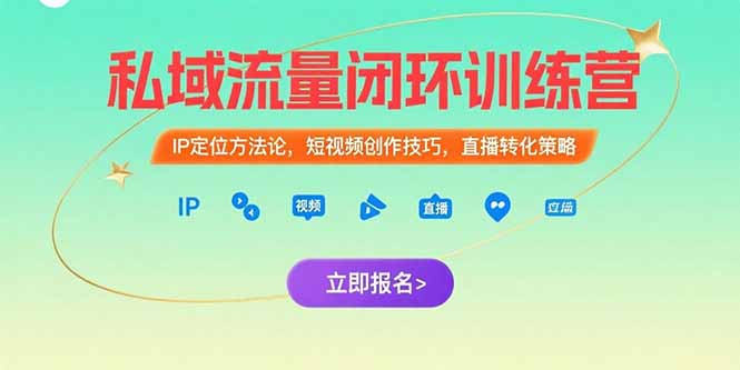 （15396期）私域流量闭环训练营：IP定位方法论，短视频创作技巧，直播转化策略-辰风资源站