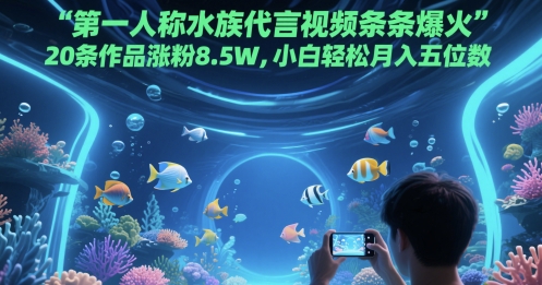 第一人称水族代言视频条条爆火，20条作品涨粉8.5W，小白轻松月入五位数-辰风资源站