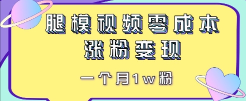 腿模视频，零成本涨粉变现，一个月1w粉-辰风资源站