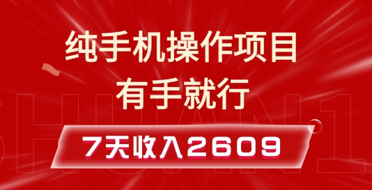 纯手机操作的小项目，有手就能做，7天收入2609+实操教程【揭秘】-慕云辰风博客