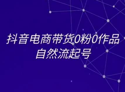 抖音电商带货0粉0作品自然流起号，抖音电商教程-辰风资源站