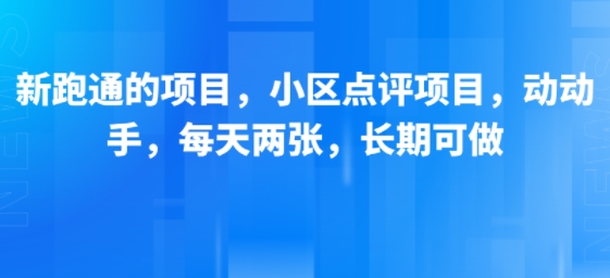 新跑通的项目，小区点评项目，动动手，每天两张，长期可做-辰风资源站