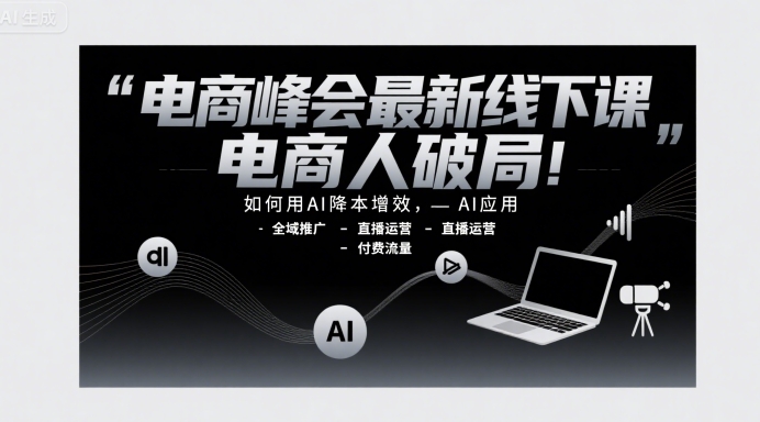 电商峰会最新线下课，电商人破局，如何用AI降本增效，AI应用-全域推广-直播运营-付费流量-辰风资源站