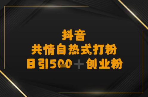 日引500+创业粉，抖音共情自热式打粉-辰风资源站