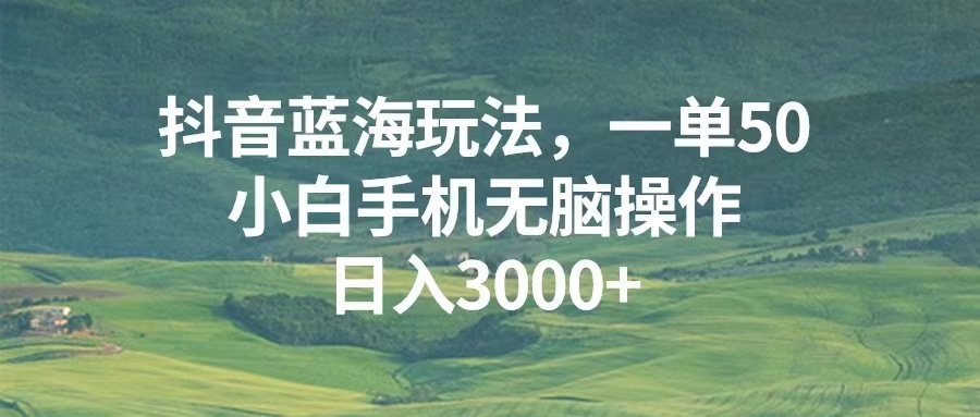 （13353期）抖音蓝海玩法，一单50，小白手机无脑操作，日入3000+-慕云辰风博客