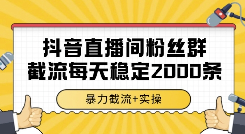 抖音直播间粉丝群截流，稳定采集数据全行业通用 2000条数据一天【揭秘】-辰风资源站