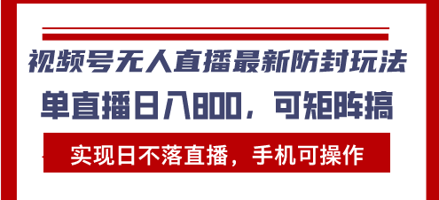 （13377期）视频号无人直播最新防封玩法，实现日不落直播，手机可操作，单直播日入…-慕云辰风博客