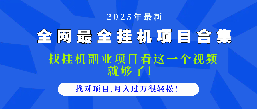 （14804期）2025最全挂机项目合集 找项目看这一个视频就够了，做对项目月入过万很…-辰风资源站