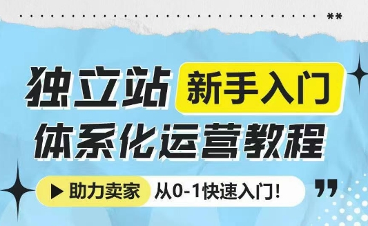 独立站新手入门体系化运营教程，助力独立站卖家从0-1快速入门!-慕云辰风博客