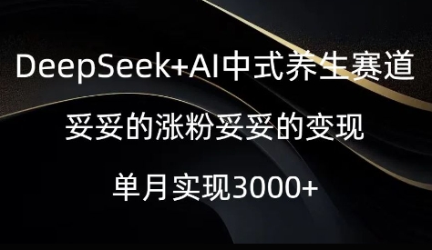 DeepSeek+AI中式养生赛道，妥妥的涨粉妥妥的变现-慕云辰风博客