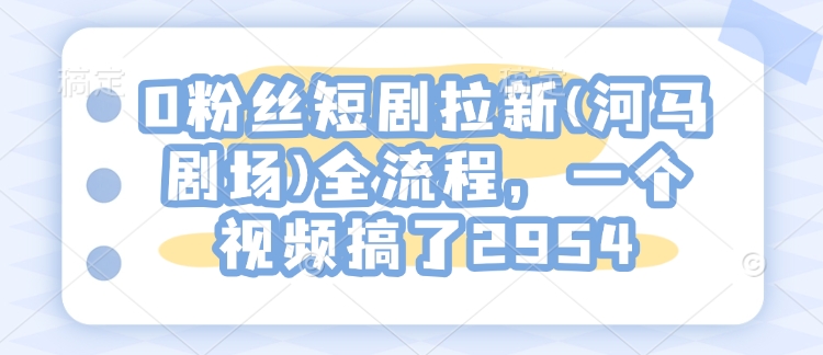 0粉丝短剧拉新(河马剧场)全流程，一个视频搞了2954-慕云辰风博客