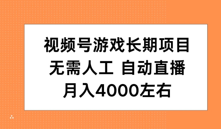 视频号游戏长期项目，无需人工，自动直播，月入4000左右-慕云辰风博客