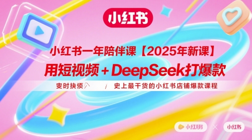 小红书一年陪伴课【2025年新课】，用短视频+deepSeek打爆款，史上最干货的小红书店铺爆款课程-辰风资源站