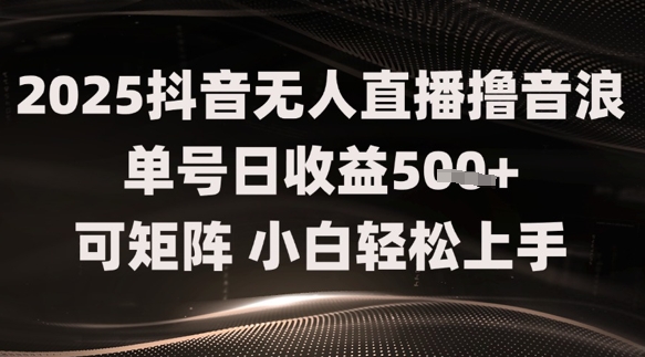 2025抖音无人直播撸音浪单号日收益5张+可矩阵，小白轻松上手-辰风资源站