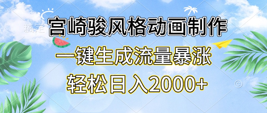 （13386期）宫崎骏风格动画制作，一键生成流量暴涨，轻松日入2000+-慕云辰风博客