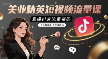 美业精英短视频流量课，掌握抖音流量密码，天天有询单，条条有转化-辰风资源站