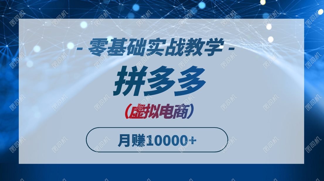 （14880期）拼多多虚拟电商，零基础实战教学，快速打爆商品，新手也能月入10000+-辰风资源站