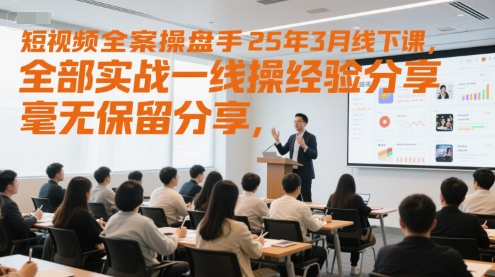 短视频全案操盘手25年3月线下课，全部实战一线操盘手经验分享，毫无保留分享，全是干货-辰风资源站