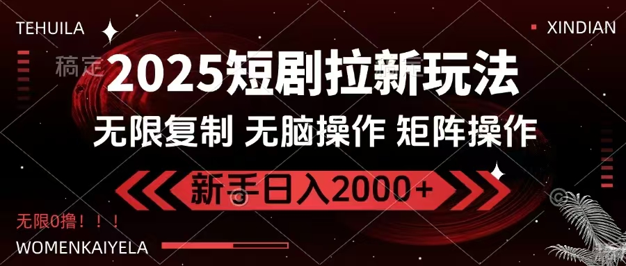 （14429期）2025短剧拉新玩法，无需注册登录，无限0撸，无脑批量操作日入2000+-慕云辰风博客