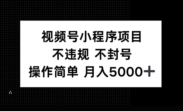 视频号小程序项目，不违规不封号，操作简单 月入5000+-慕云辰风博客