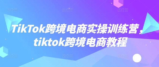 TikTok跨境电商实操训练营，tiktok跨境电商教程-慕云辰风博客