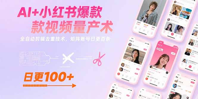 （15542期）AI+小红书爆款视频量产术：全自动剪辑去重技术，矩阵账号日更百条-辰风资源站