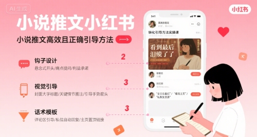 小说推文小红书高转化引导方法实操课，小说推文高效且正确引导方法-辰风资源站