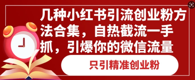 几种小红书引流创业粉方法合集，自热截流一手抓，引爆你的微信流量-慕云辰风博客