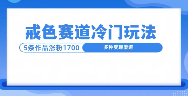 新号5条作品涨粉1600+，戒色赛道冷门玩法，教程送你-慕云辰风博客