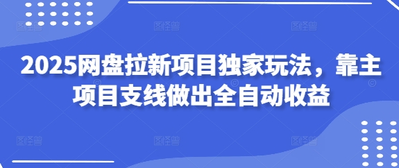 2025网盘拉新项目独家玩法，靠主项目支线做出全自动收益-辰风资源站