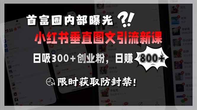 （15313期）首富圈内部曝光小红书垂直图文引流新课，日吸300+创业粉，日赚800+，限…-辰风资源站