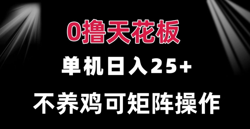 0撸单机日入25+ 可批量操作 无需养鸡 长期稳定 做了就有-慕云辰风博客