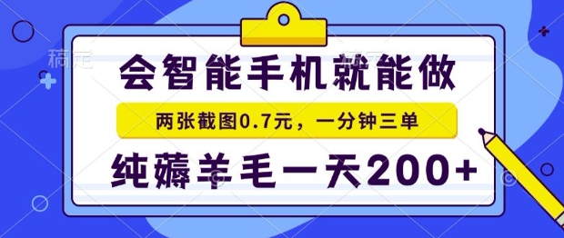 2025年零撸手机项目，二十秒一单，纯薅羊毛，一天200+做就有【揭秘】-辰风资源站