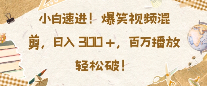 小白速进，爆笑视频混剪，日入3张，百万播放轻松破【揭秘】-慕云辰风博客