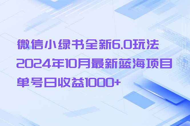 （13052期）微信小绿书全新6.0玩法，2024年10月最新蓝海项目，单号日收益1000+-慕云辰风博客