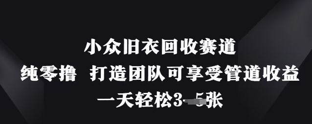 小众旧衣回收赛道，纯零撸 打造团队可享受管道收益，一天轻松3张-辰风资源站