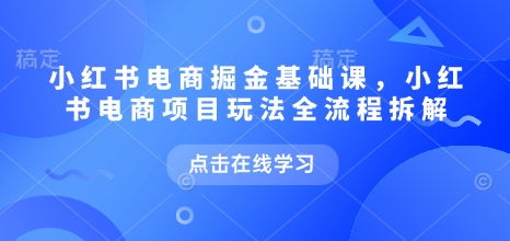 小红书电商掘金课，小红书电商项目玩法全流程拆解-慕云辰风博客