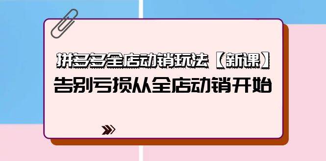 拼多多全店动销玩法【新课】，告别亏损从全店动销开始（4节视频课）-慕云辰风博客