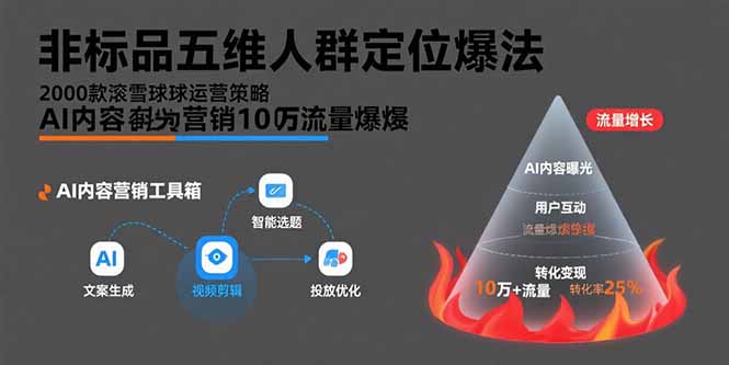 （15619期）非标品五维人群定位法，2000款滚雪球运营策略，AI内容营销10万流量引爆-辰风资源站