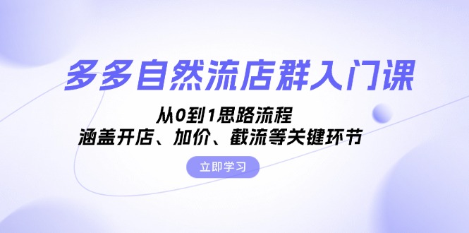 （13279期）多多自然流店群入门课，从0到1思路流程，涵盖开店、加价、截流等关键环节-慕云辰风博客