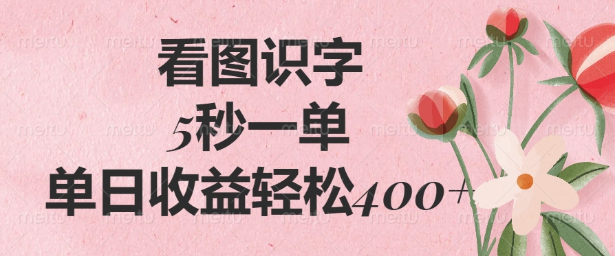 （14338期）看图识字，5秒一单，单日收益轻松400+-辰风资源站