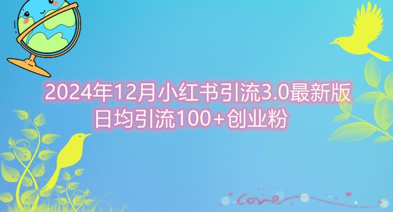 2024年12月小红书引流最新版，日均引流100+创业粉-慕云辰风博客