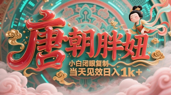 用AI克隆“唐朝胖妞”日更3条，平台疯狂推流，小白闭眼复制，当天见效，日入1k+-辰风资源站