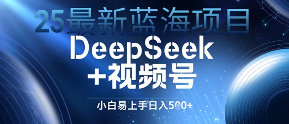 25最新蓝海项目DeepSeek+视频号，小白易上手日入几张-辰风资源站