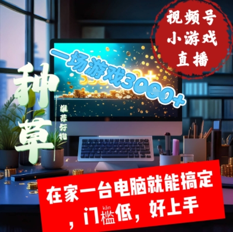 视频号小游戏直播，在家一台电脑就能搞定门槛低，好上手-辰风资源站