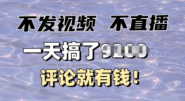 不发作品不直播，评论就有钱，一条最高10块，一天搞多张-辰风资源站