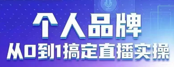 个人品牌：从0到1搞定直播实操，用直播为你的个人品牌赋能，六大实操板块，放大个人影响力-辰风资源站