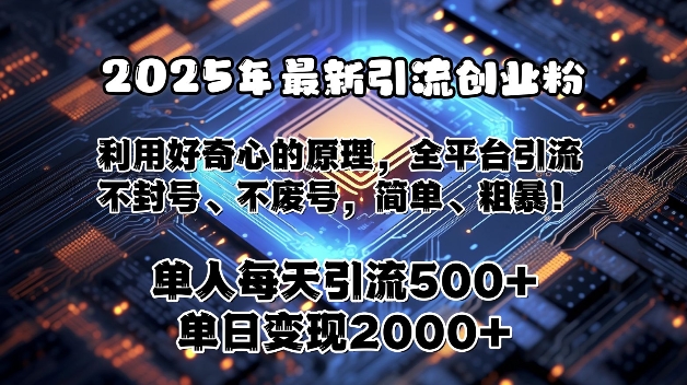 2025年最新引流创业粉，利用好奇心的原理，全平台引流，不封号、不废号，简单、粗暴-慕云辰风博客