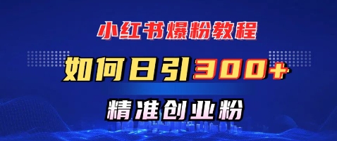 小红书爆粉教程，如何日引300+创业粉，快速实现精准变现-慕云辰风博客