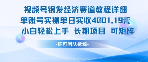 视频号银发经济赛道单账号实操单日实收1k+，小白轻松上手长期项目-辰风资源站